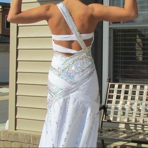White with gold and silver sequins Prom Dress!!